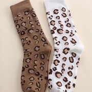 2pairs Leopard Pattern Socks