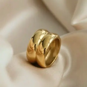 Gold Double Ridge Ring