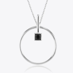 Black Zircon 925 Sterling Silver Necklace