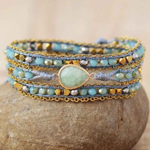 Handmade Teardrop Shape Triple Layer Beaded Bracelet