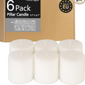 White Unscented Smokeless European Pillar Candles