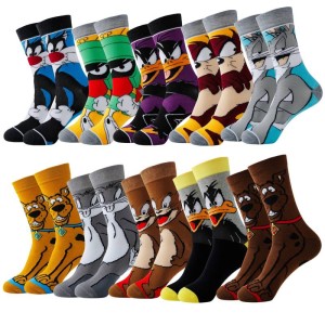 Trendy & Cool Teen Crew Socks: Anime Cartoon,   Unisex - 5 or 10 Pairs