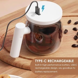 White Rechargeable Electric Self Stirring Coffee Mug