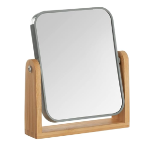 Double Sided 3X Magnifying Makeup Mirror with Bamboo Stand