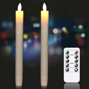 Flameless Flickering Taper Candles with Remote Control and Timer