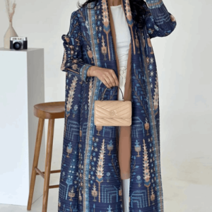 Adaa 14 - Navy Blue Printed Abaya