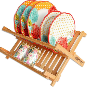 Bamboo 2 Tier Collapsible Dish Drying Rack