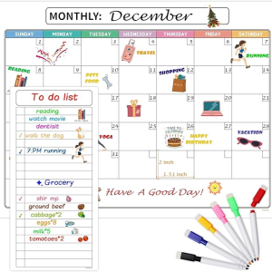 Magnetic Dry Erase Refrigerator Calendar with Markers