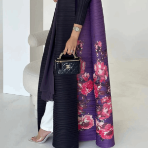 Adaa 08 - Purple Floral Printed Abaya