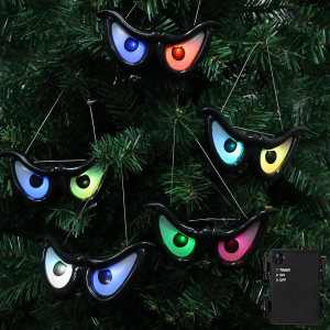 5 Pairs Glowing Eyes Halloween Decorations with Hanging Rope