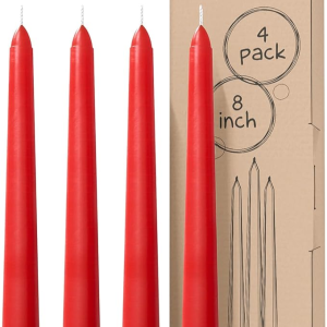 Red Taper Candles Set of 4 - Dripless and Smokeless Candle Unscented