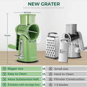 Rotary Cheese Grater with Handle - Vegetable Shredder