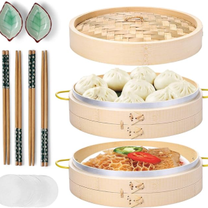 Bamboo Steamer Basket Set