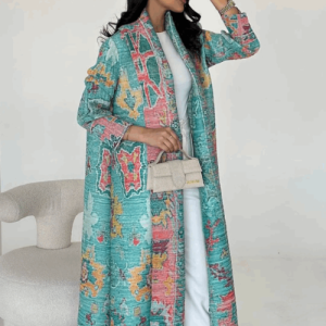 Adaa 11 - Rich Turquoise Printed Abaya