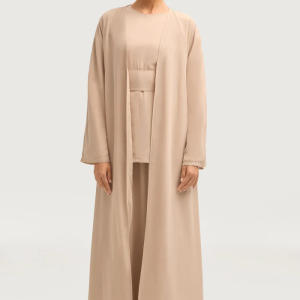 Solid Color Open Abaya Dress for Girls