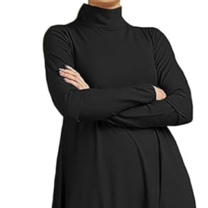 Solid Colors Mock Neck Long Sleeve Abaya Dress for Girls