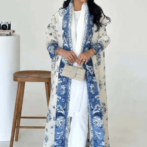 Adaa 12 - Off White Base Printed Abaya