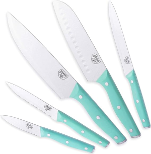 5-Piece Knife Set with Covers Turquoise