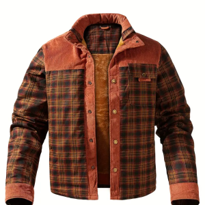 Men's Retro Plaid Fleece Lined Shirt Coat for Fall/Winter