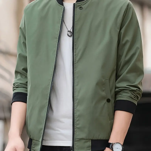 Spring Fall Outdoor Men's Lightweight Casual Sports Jacket, Long Sleeve Zip Up Baseball Collar Cardi