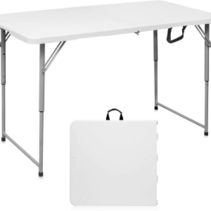 Folding Table 4 Foot Portable Heavy Duty Plastic Fold-in-Half Utility Table