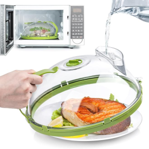 Clear Microwave Splatter Cover with Water Steamer and Handle