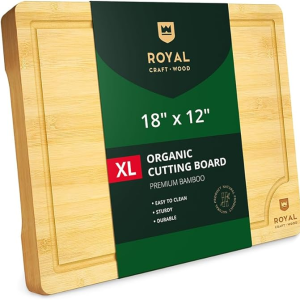 Bamboo Cutting Board Set with Juice Groove Side Handles