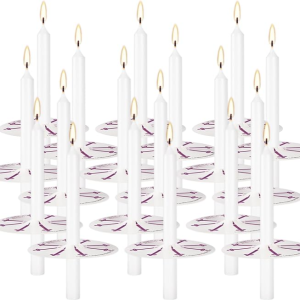 100 Pcs White Unscented Taper Candle with Drip Protectors