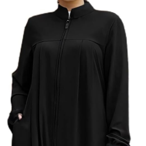 Crew Neck Front Zipper Moroccan Maxi Abaya for Girls