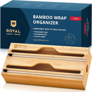 Bamboo Kitchen Foil and Plastic Wrap Organizer